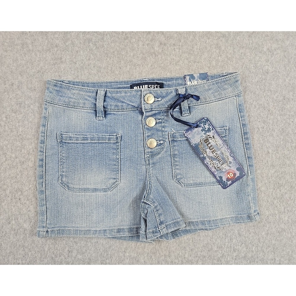 Blue Spice Jean Shorts Girls Size 10 Mid Rise Denim‎ 3 Button Pull On Jeans NWT